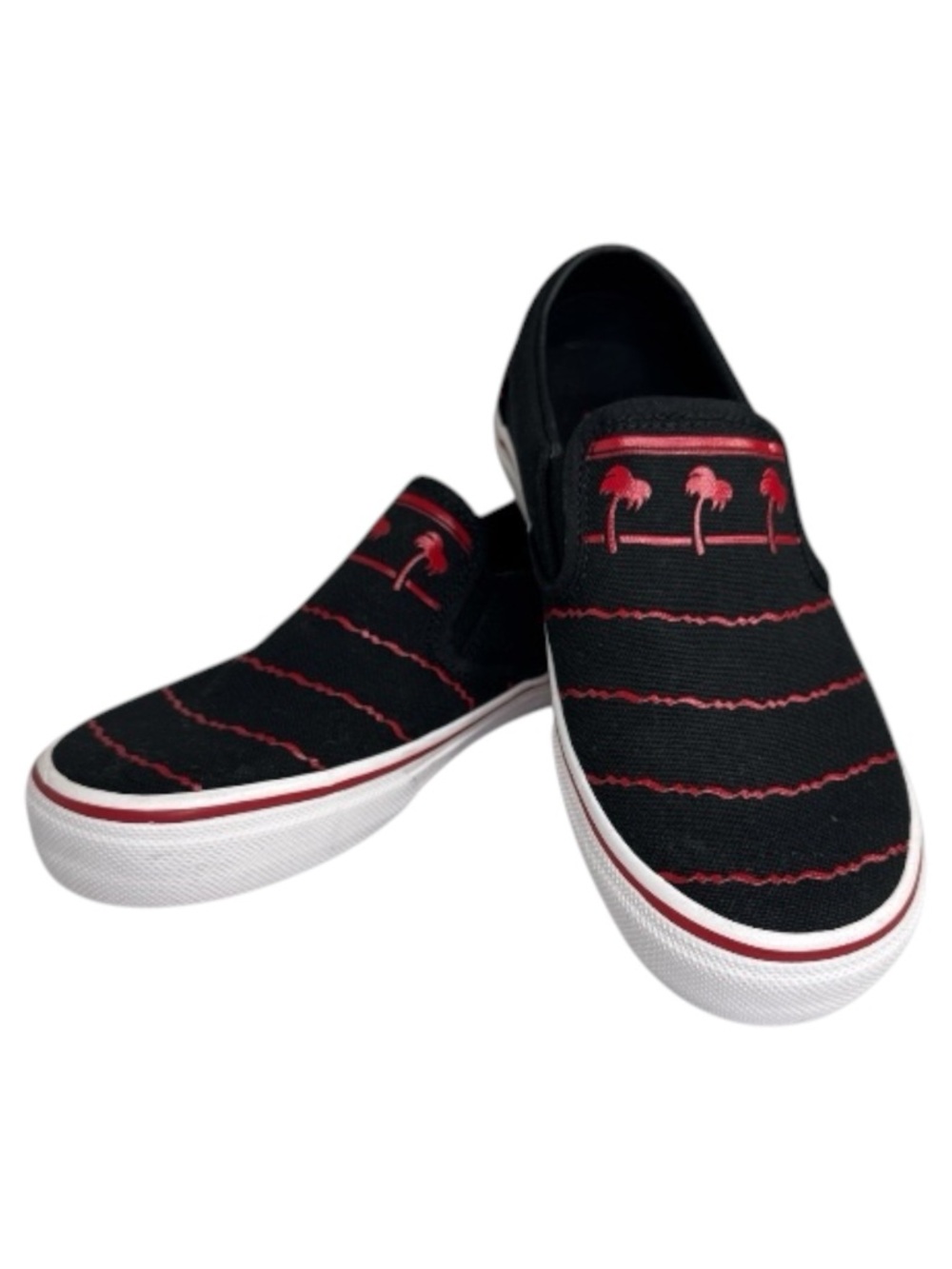 In-N-Out Burger Palm Tree Slip On Sneakers Black Red Size 7.5